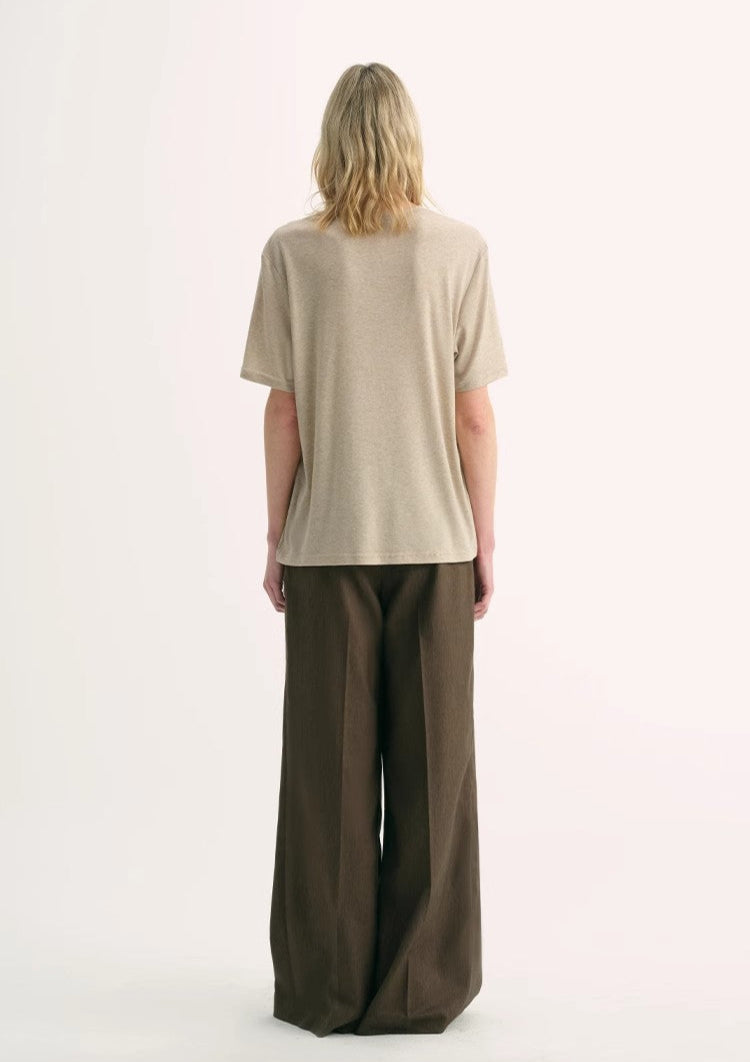 Loose Fit Cashmere Round Neck Short Sleeve Top 'Soft Cloud'