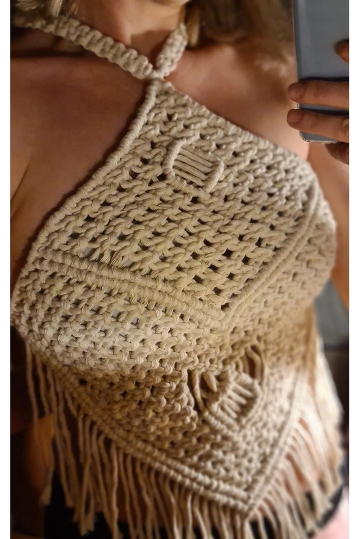 Handmade Cotton Makrame Festival and Beach Crop Top