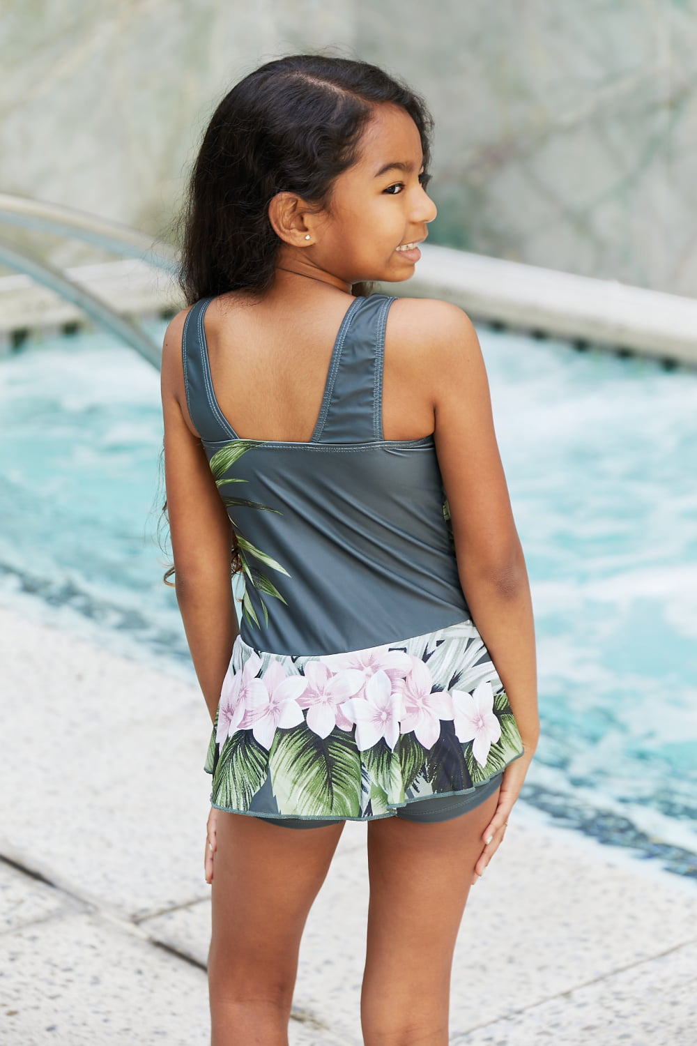 Kids Clear Waters Swim Dress in Aloha Forest