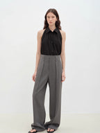 Stand-Up Collar Sleeveless Striped Shirt 'Poland Island' Pure Cotton