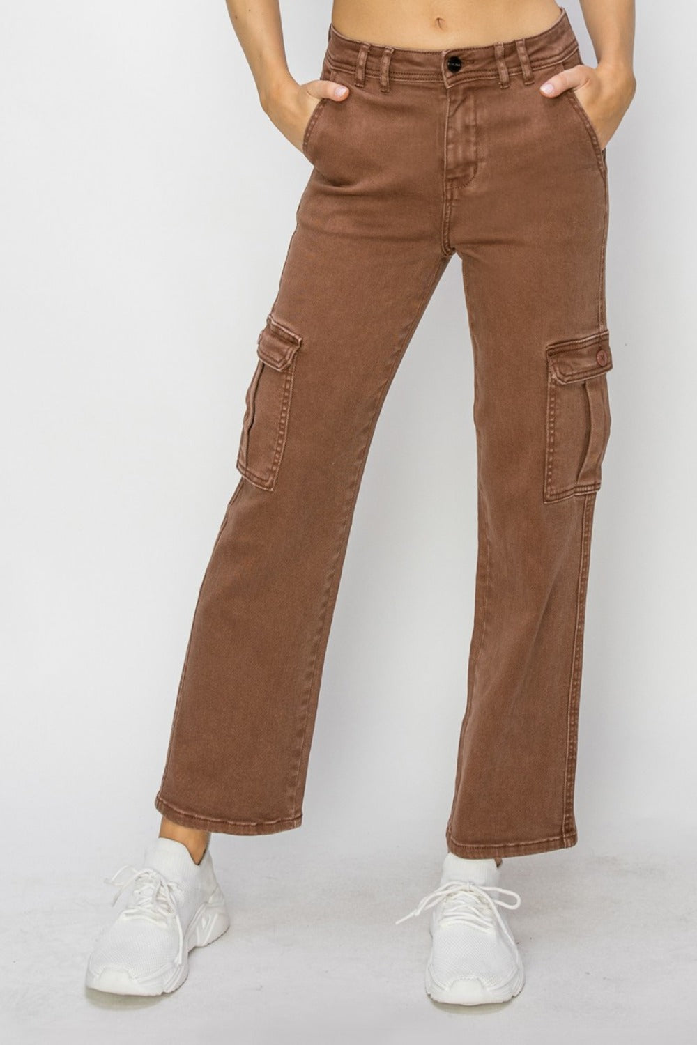 High Rise Cargo Jeans Espresso