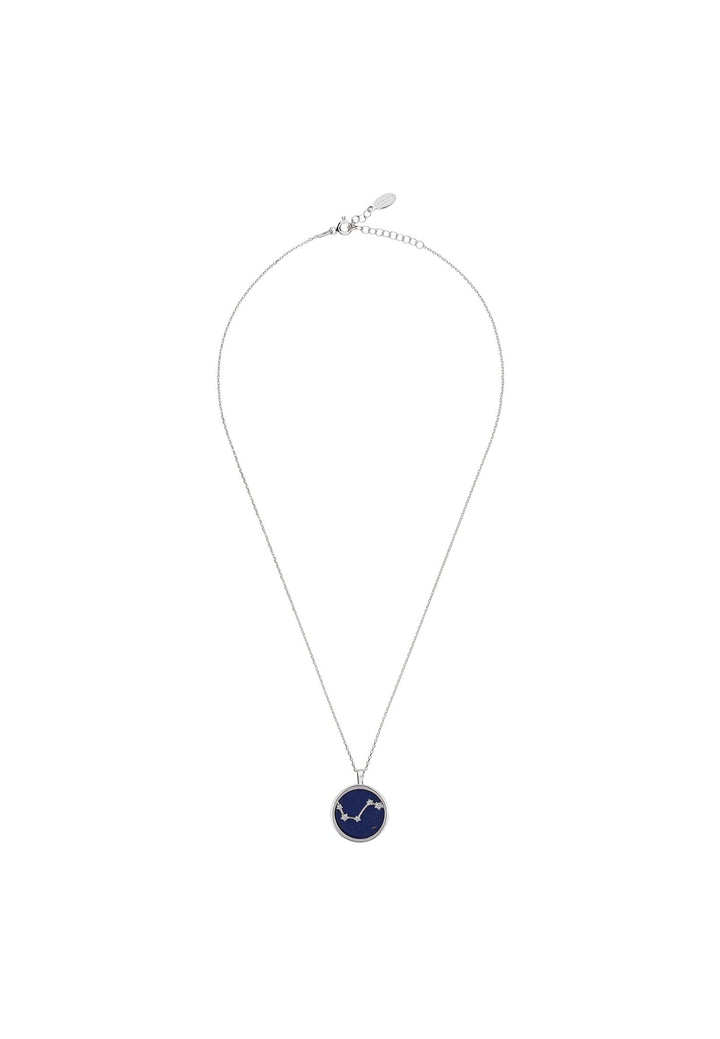 Zodiac Lapis Lazuli Gemstone Star Constellation Pendant Necklace Silver Aries