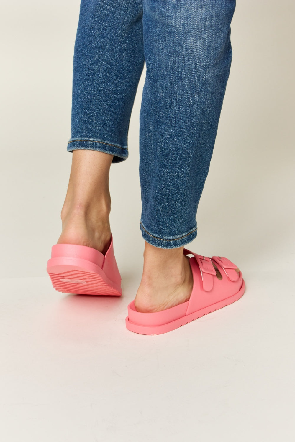 Legend Double Buckle Open Toe Sandals Pink