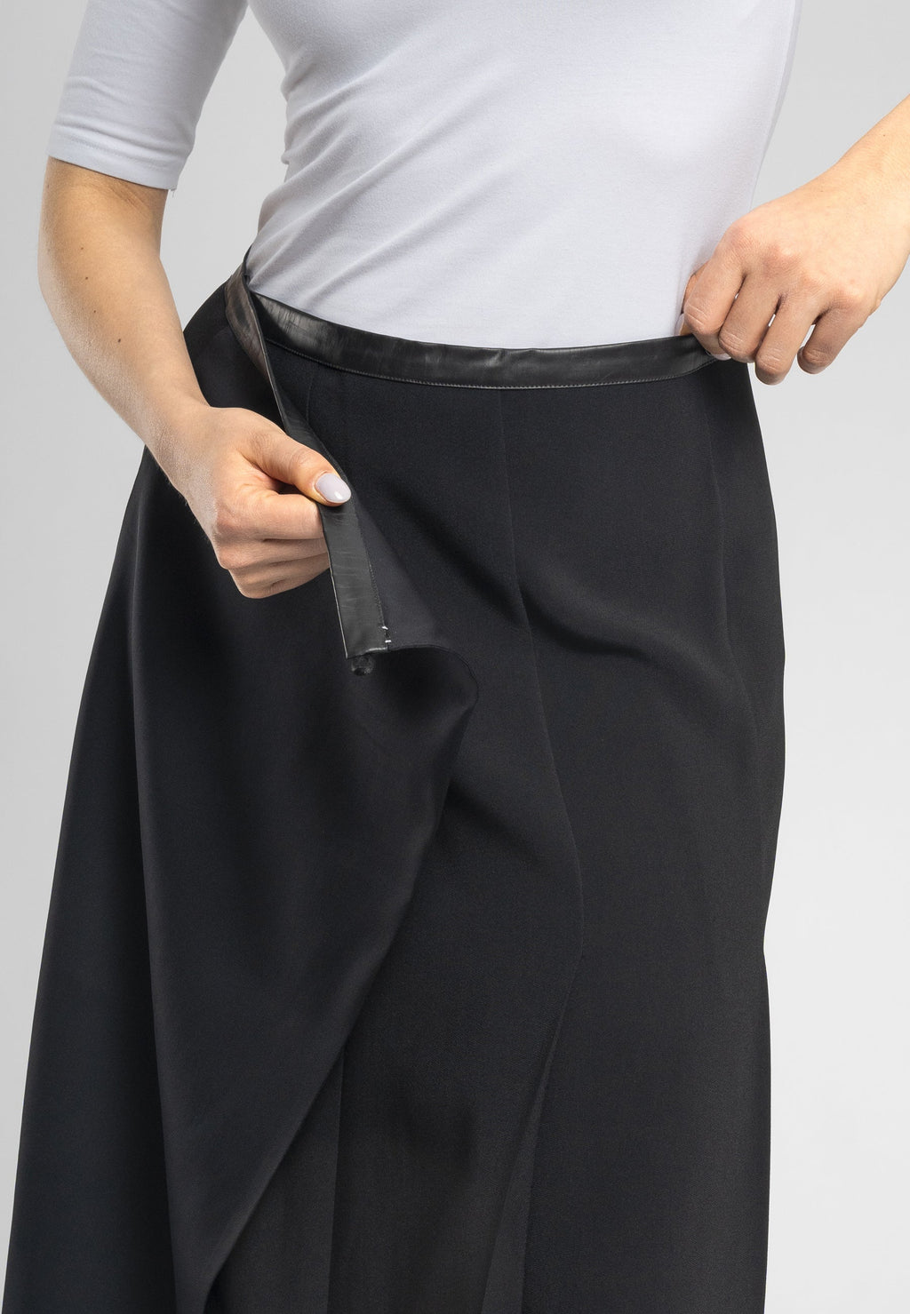 Masha Black a Line Split Midi Skirt