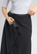 Masha Black a Line Split Midi Skirt