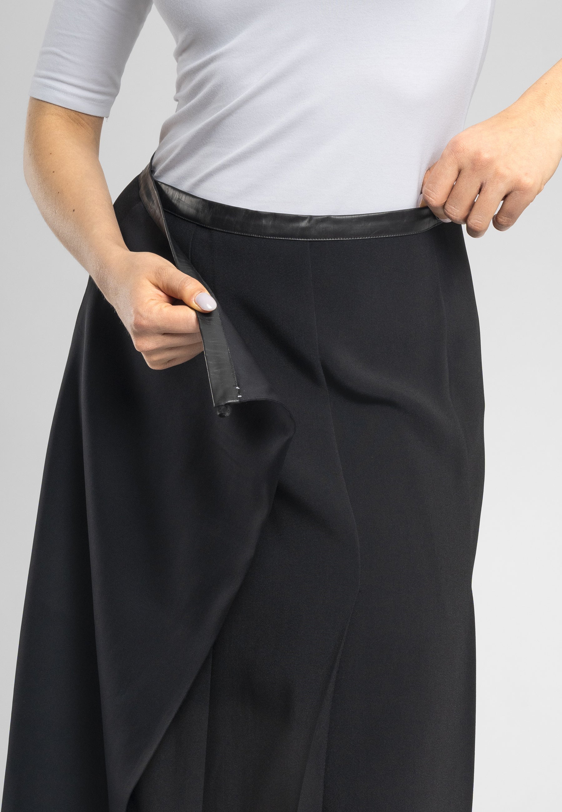 Masha Black a Line Split Midi Skirt