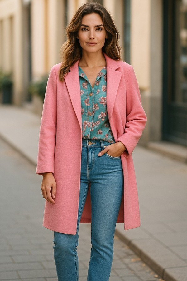 Juliette Pink Mid-Length Coat