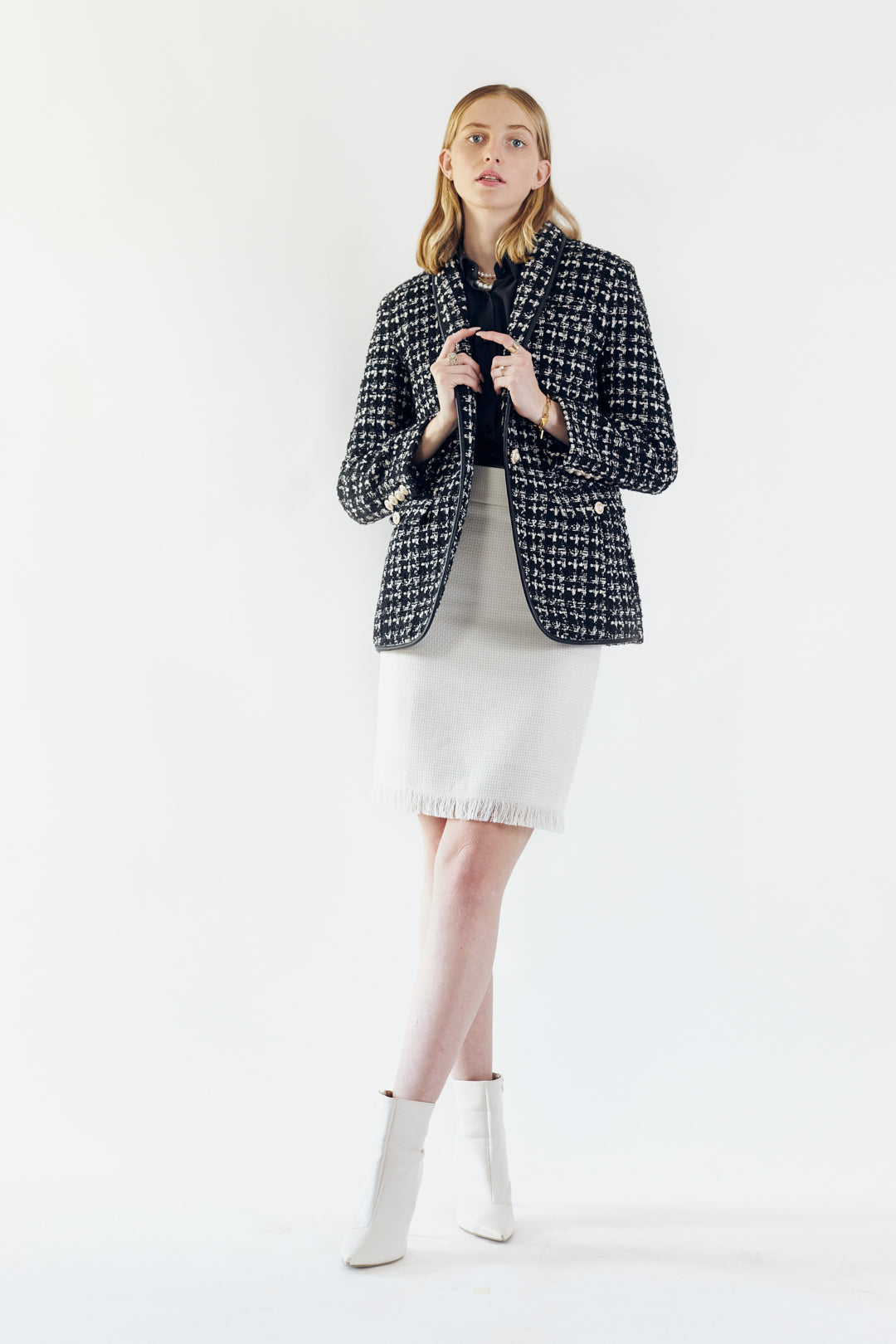 Power Woman White Tweed Skirt