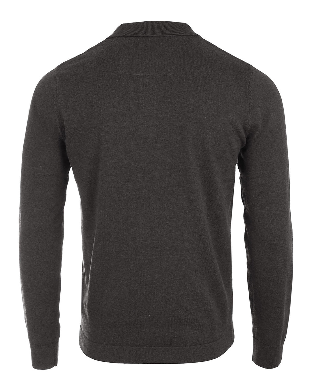 Casual Polo Long Sleeve Pullover Charcoal Grey