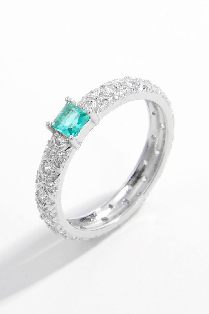 925 Sterling Silver Square Zircon Ring