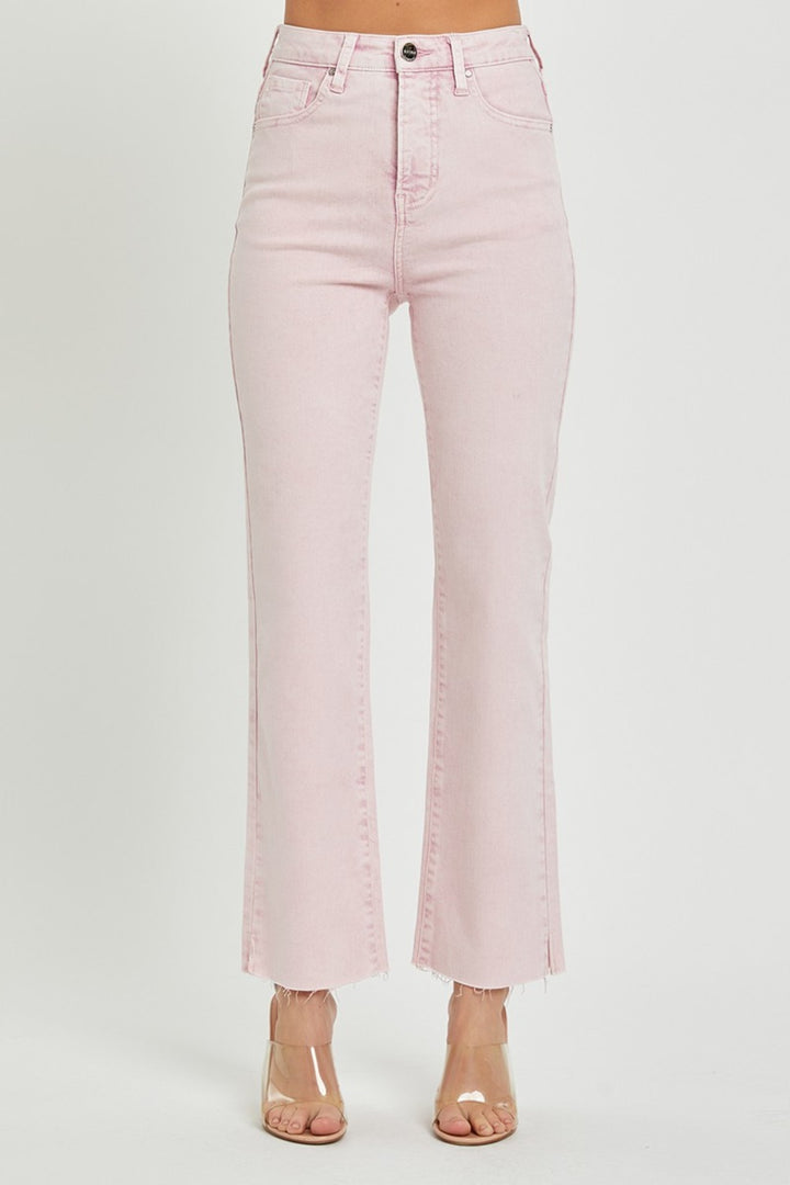 Acid Pink High Rise Tummy Control Straight Jeans