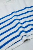 Cropped Sweater with Stripes and Boat Neck