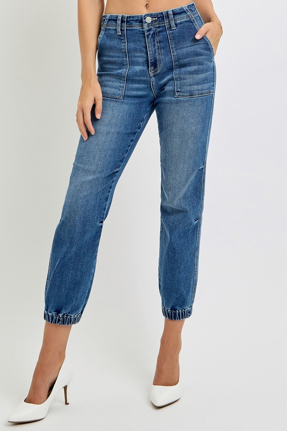 High Rise Ankle Jogger Jeans