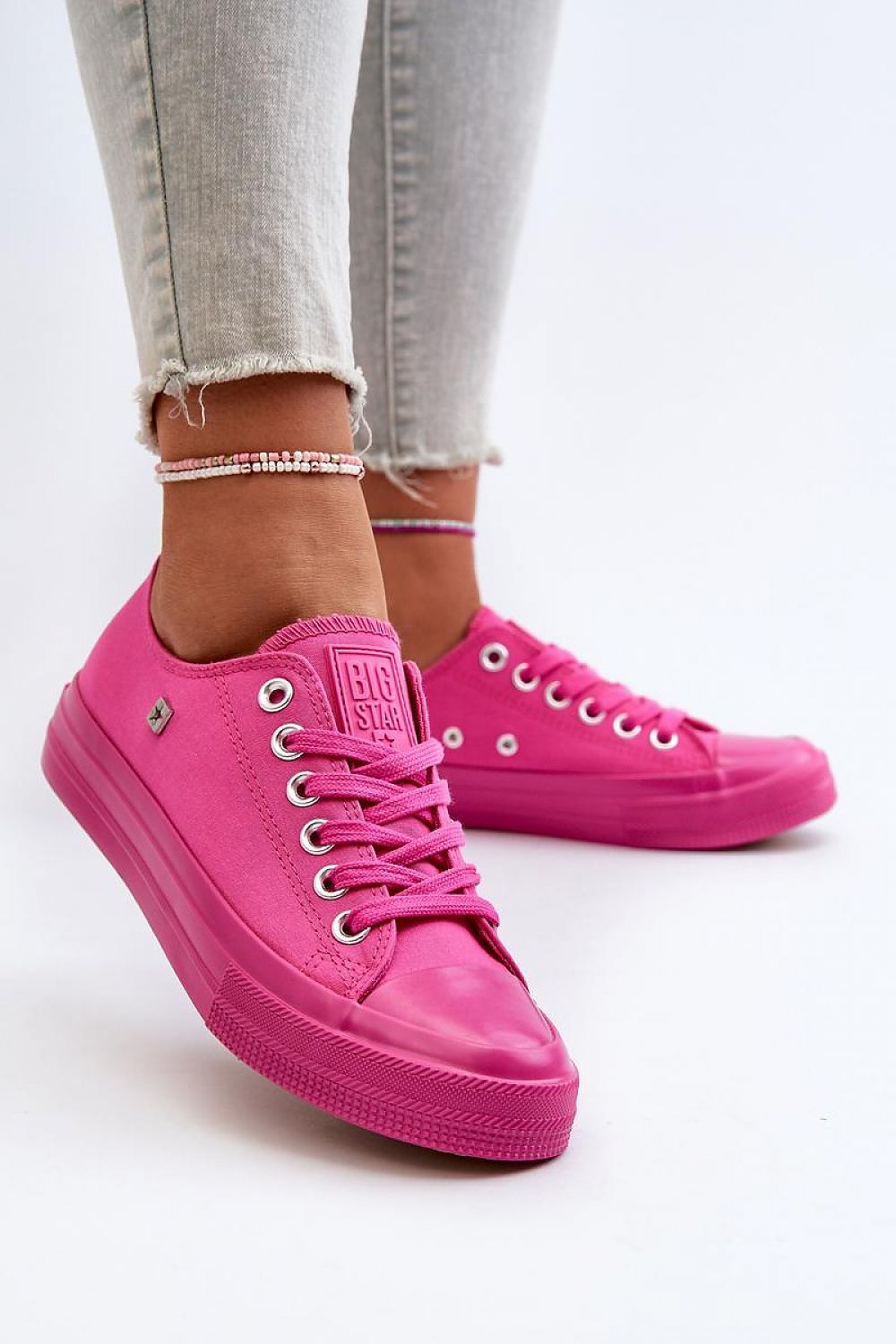 Pink Fabric Sneakers