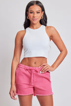 Pink Full Size Drawstring Raw Hem Shorts