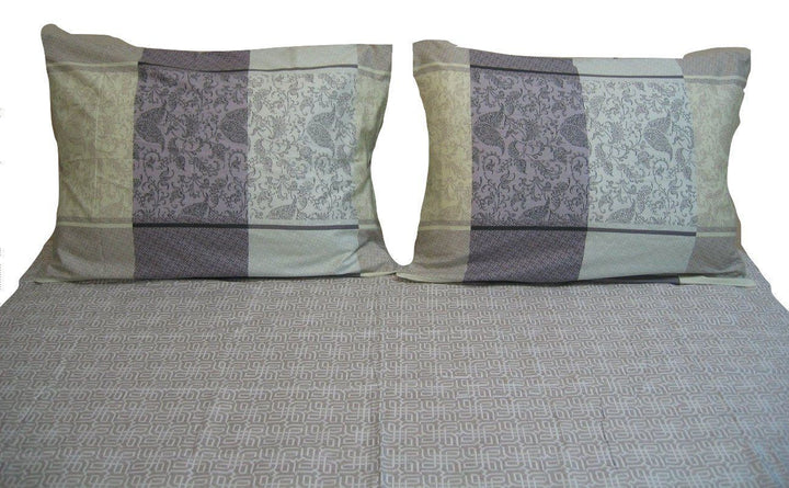 Grey Floral Paisley Fitted & Flat Sheet with Pillow Cases