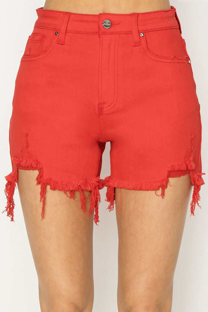 Fiesta High Rise Distressed Denim Shorts