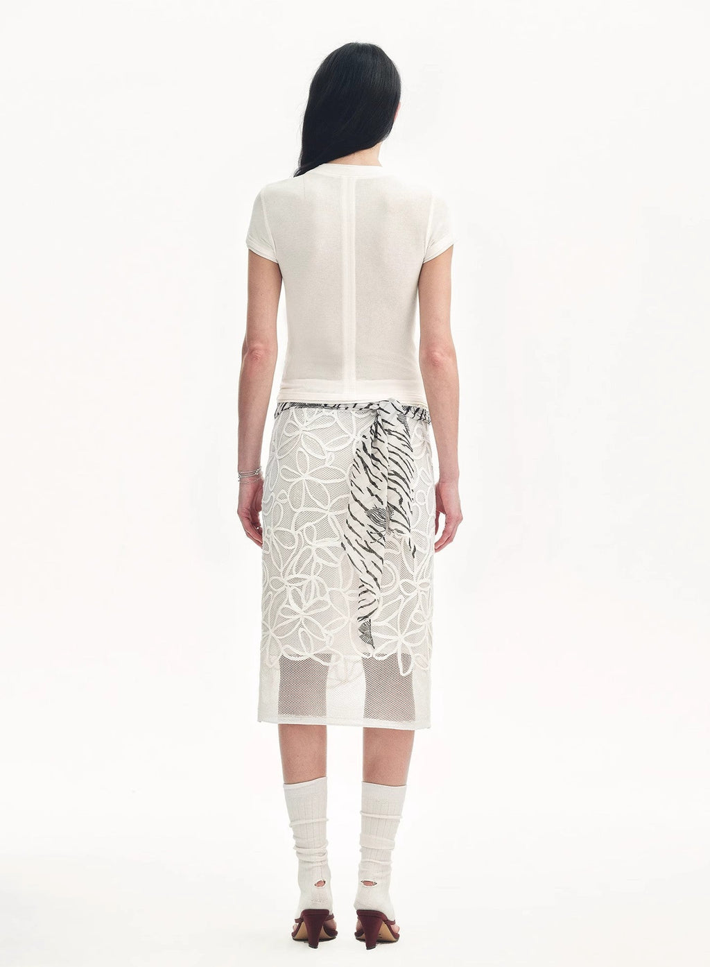 Tencel Acetate Fake Two-Piece Slim Fit Straight Shoulder T-Shirt 'Memory Navigation'