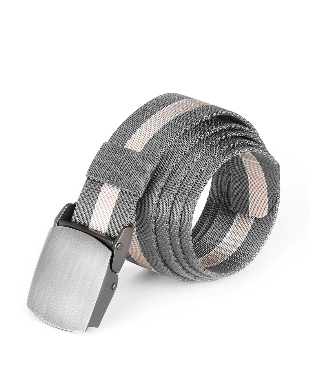 One Size Adjustable Strap Stripe Nylon Web Belt with Metal Buckle