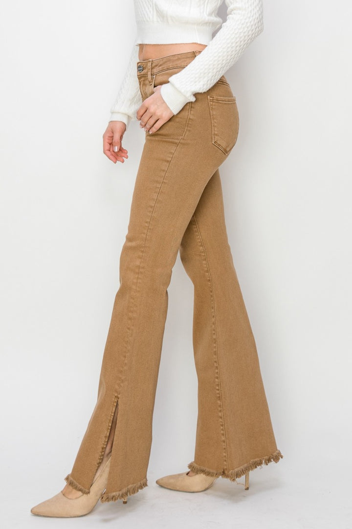 Bailey Full Size High Waist Side Slit Flare Jeans