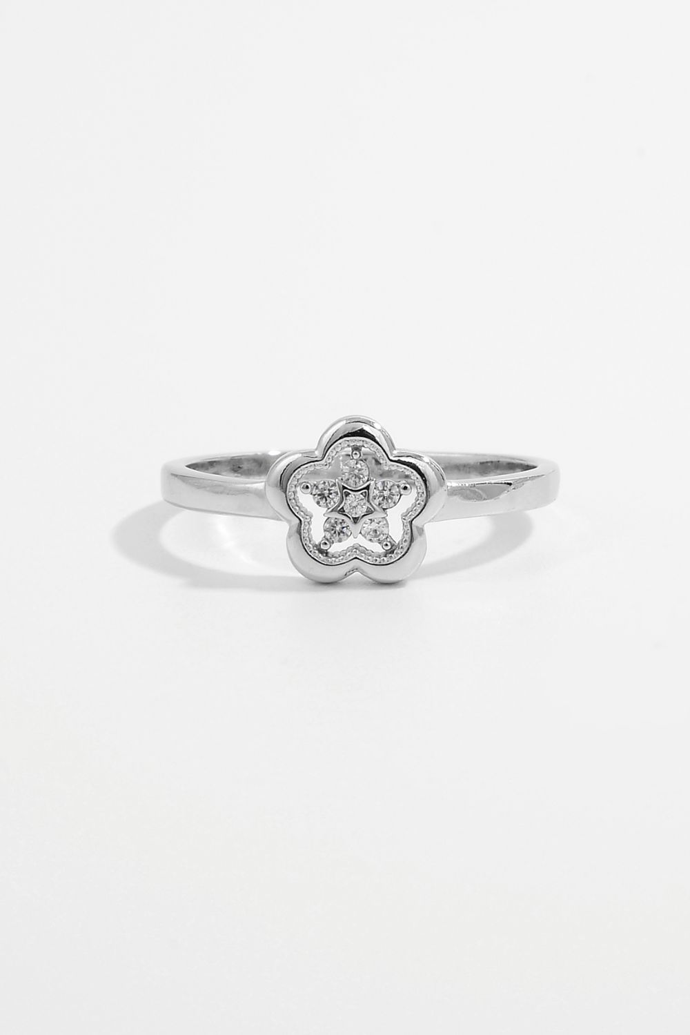 925 Sterling Silver Zircon Flower Ring