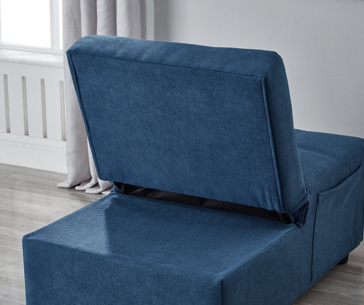 Blue Linen Fabric Recliner Chair Bed