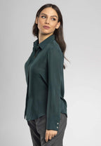 Vera Dark Green Italian Soft Silk Shirt - Classic, Elegant, and Versatile for Any Occasion