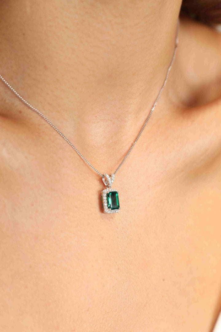 1.25 Ct Lab-Grown Emerald Pendant Necklace