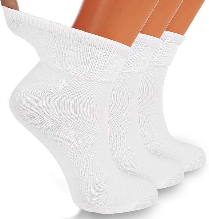 Diabetic Ankle Socks Cotton Size 5-7 3 Pairs