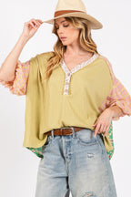 Color Block Bubble Sleeve Top