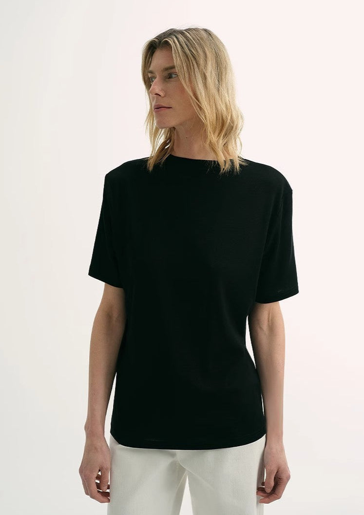 Loose Fit Cashmere Round Neck Short Sleeve Top 'Soft Cloud'