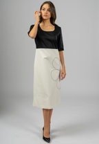 The Margherita Black and White Straight-Line Dress