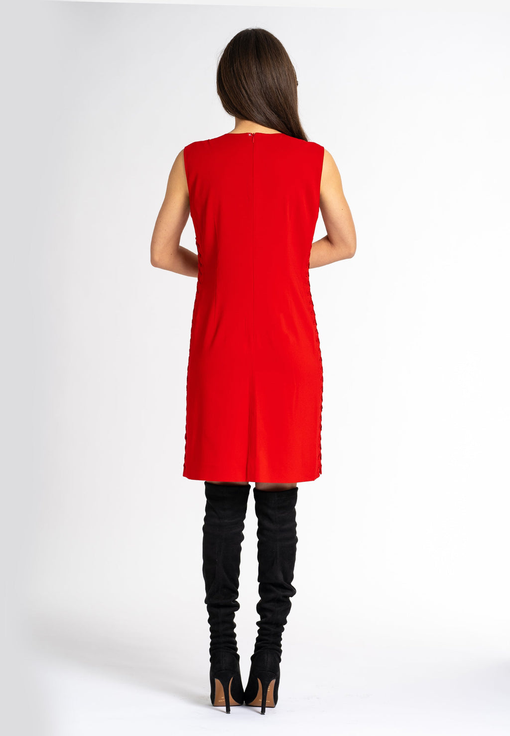 Marta Red Midi Dress with Lace