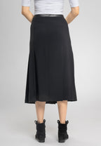 Masha Black a Line Split Midi Skirt