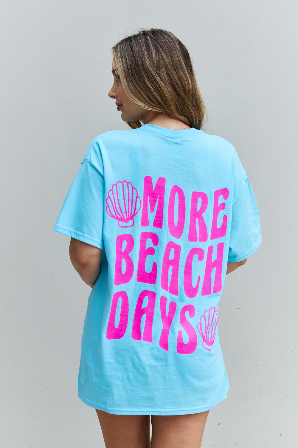 More Beach Days Oversized Graphic T-Shirt Aqua