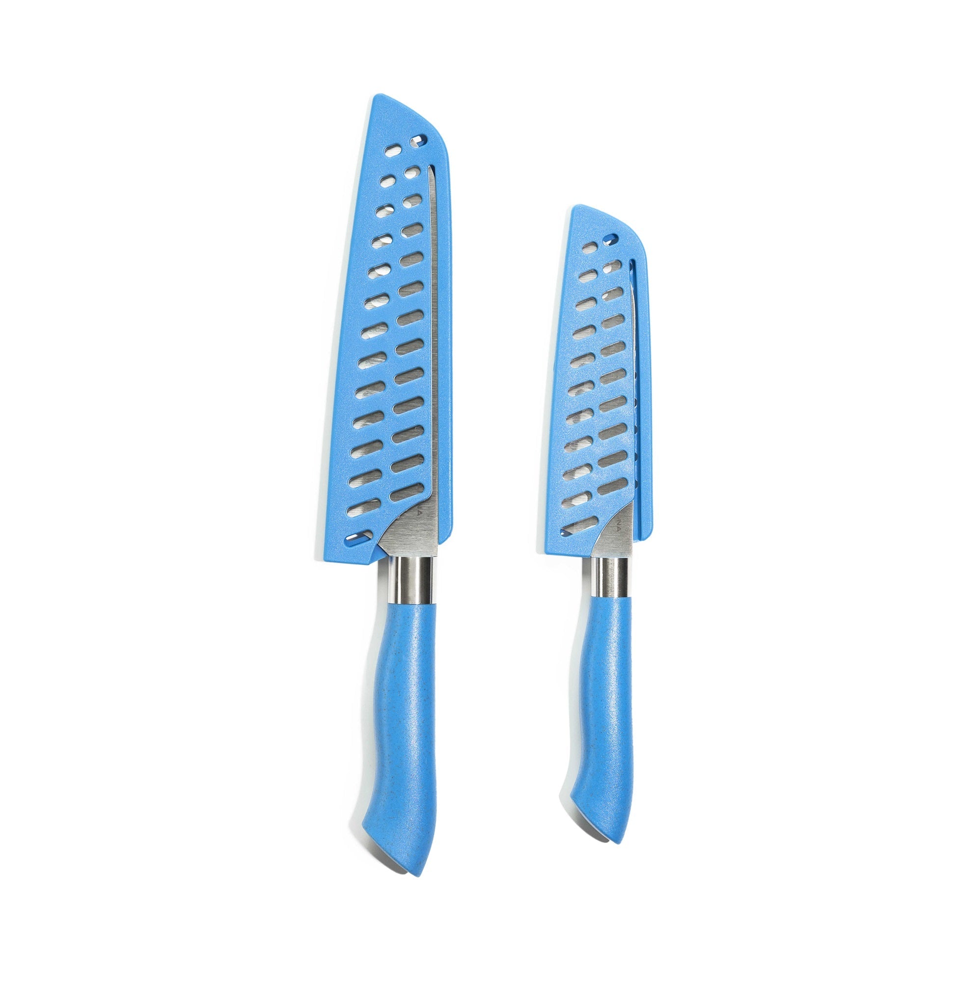 EcoCut 2-Piece Santoku Knife Set with Blade Guards | Blue