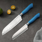 EcoCut 2-Piece Santoku Knife Set with Blade Guards | Blue