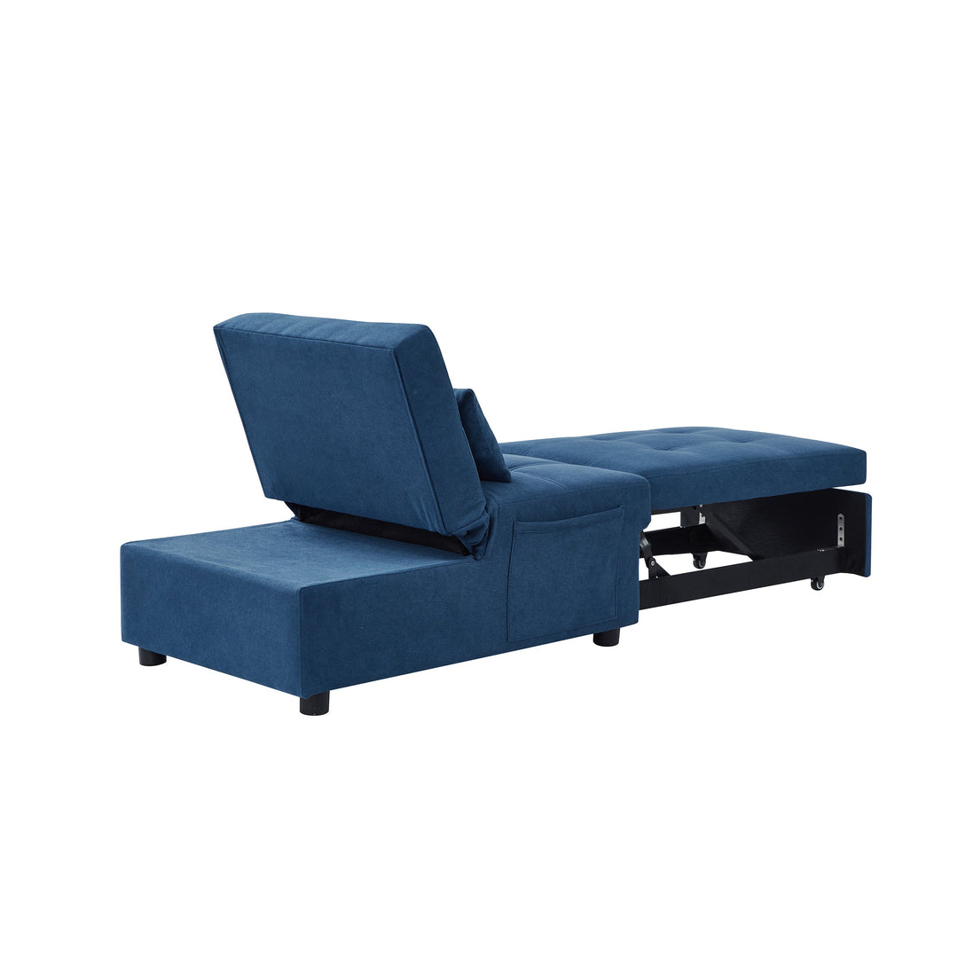 Blue Linen Fabric Recliner Chair Bed