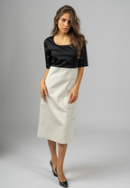 The Margherita Black and White Straight-Line Dress