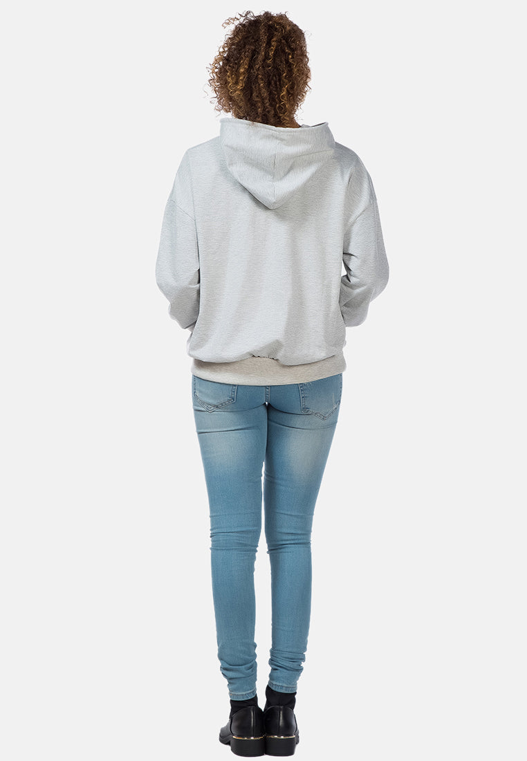 Melange Pullover Drawstring Hoodie