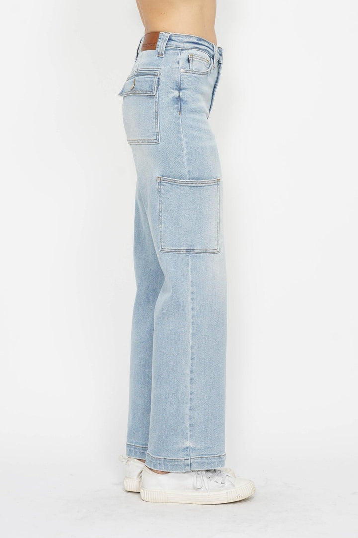 High Waist Straight Cargo Jeans