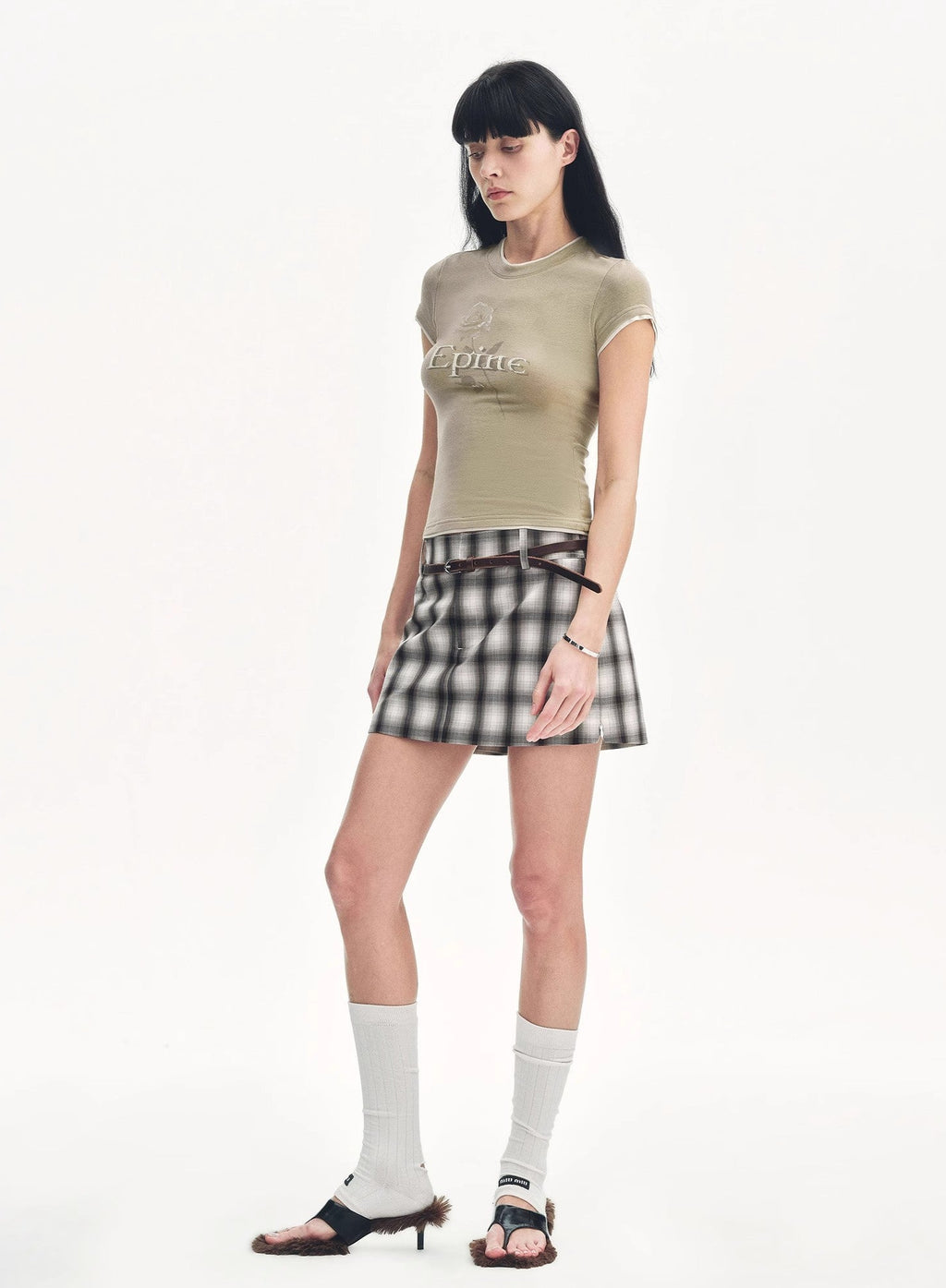 Tencel Acetate Fake Two-Piece Slim Fit Straight Shoulder T-Shirt 'Memory Navigation'