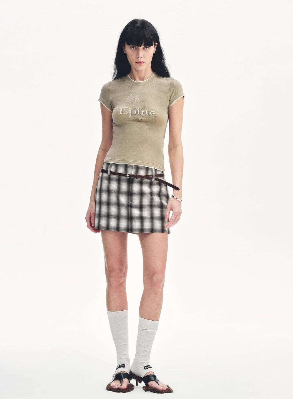 Tencel Acetate Fake Two-Piece Slim Fit Straight Shoulder T-Shirt 'Memory Navigation'