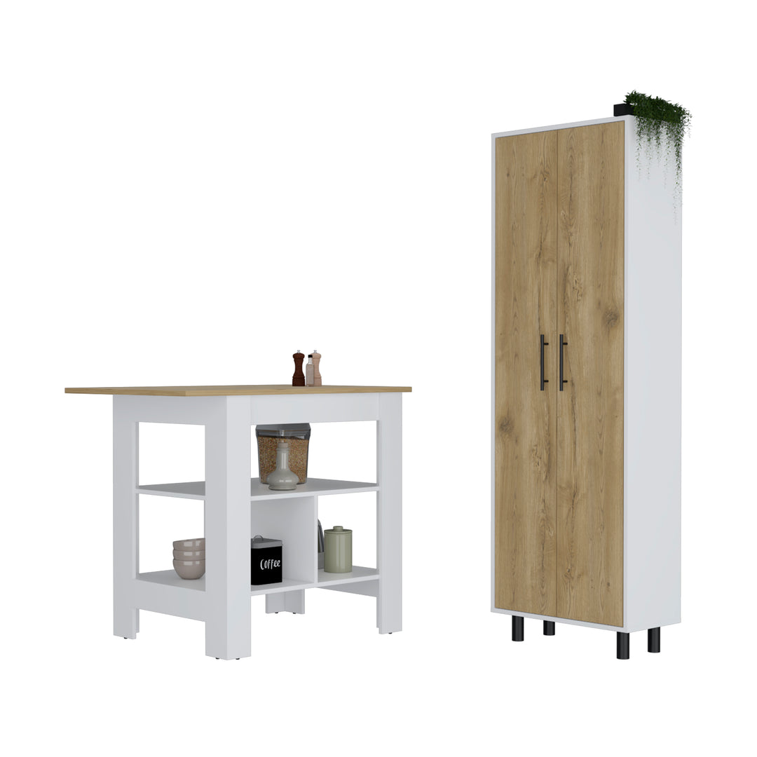 Bowie 2-Piece Kitchen Set White/Light Oak