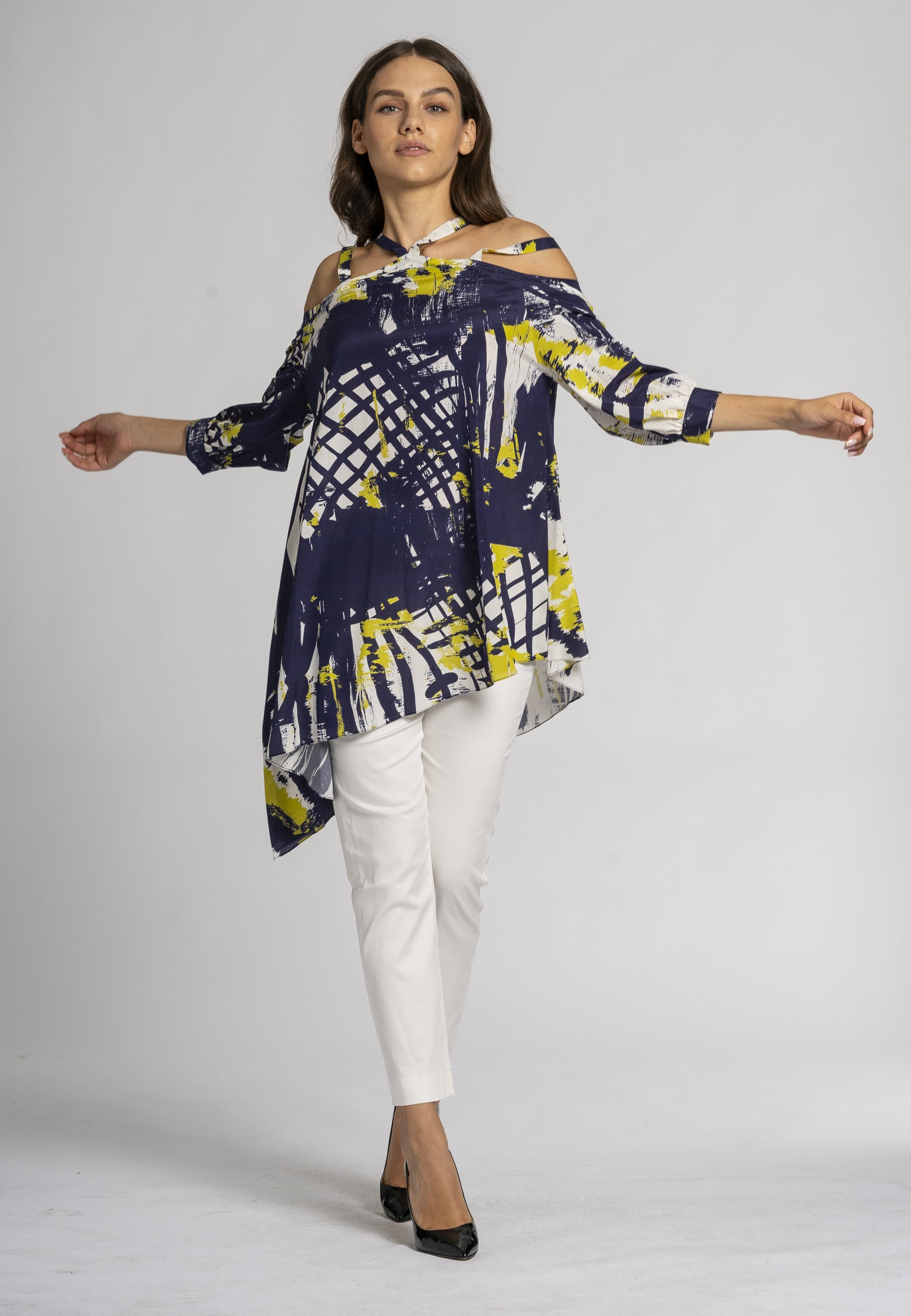 Gelsomino Oversized Printed Silk Kaftan Top