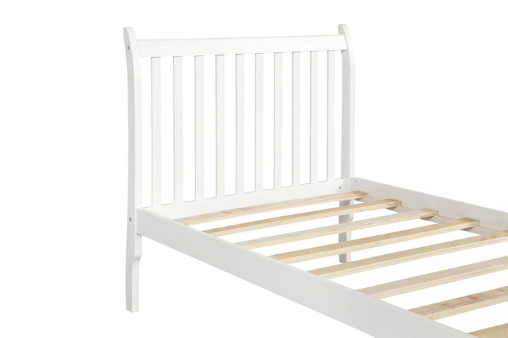 Platform Bed Frame with Wood Slat Support Twin White