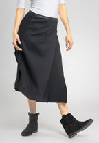 Masha Black a Line Split Midi Skirt