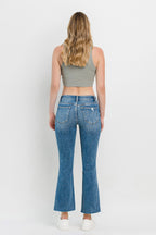 Full Size Mid Rise Distressed Cropped Flare Jeans
