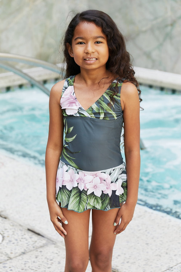 Kids Clear Waters Swim Dress in Aloha Forest