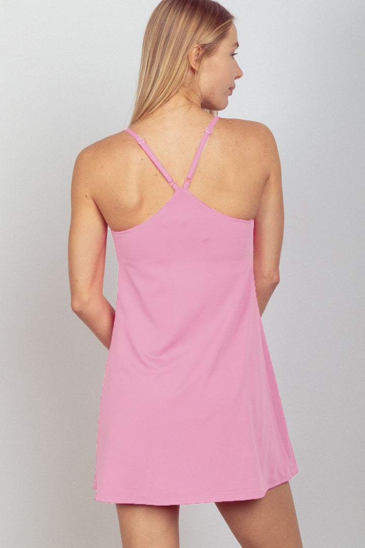 Mauve Sleeveless Active Tennis Dress with Unitard Liner